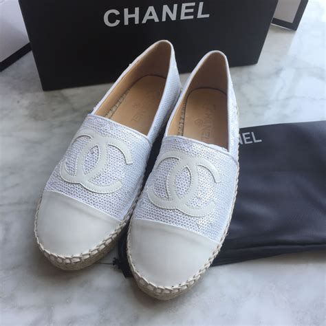 chanel leather espadrille flat shoes sneakers white|espadrilles chanel.